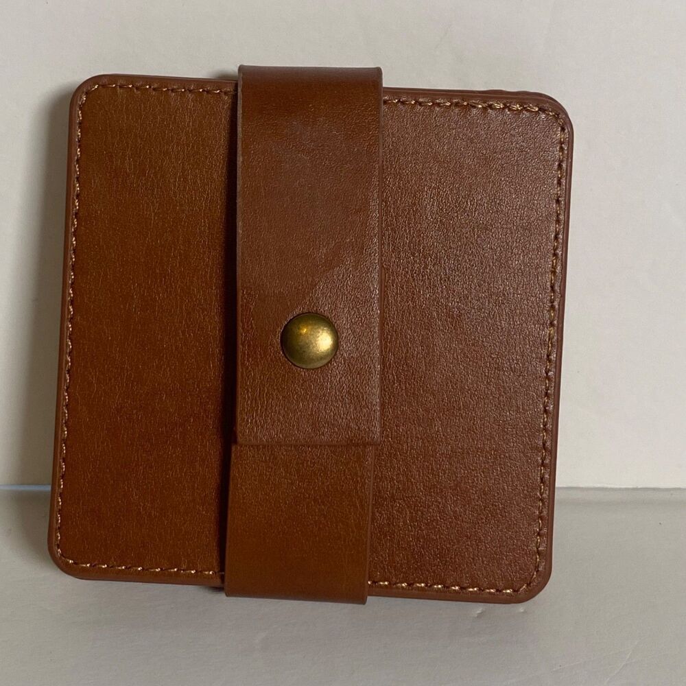 Dansko Leather Coaster Set of 4 Brown Logo Shoe Imprint 3.5” Square Nurse Gift